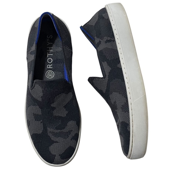 Rothy’s The Original Slip On Sneaker Black Grey Camo Size 7 Comfort Shoes - Picture 1 of 10